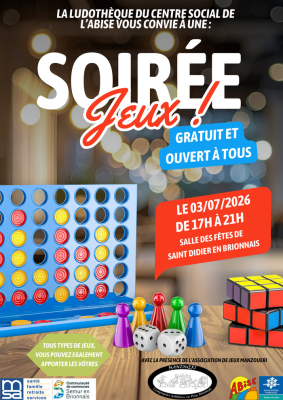 Ludothèque : Soirée jeux de société et de rôles.